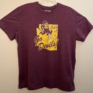 Arizona State University Distressed Sun Devils XL T-shirt Maroon and Gold ASU